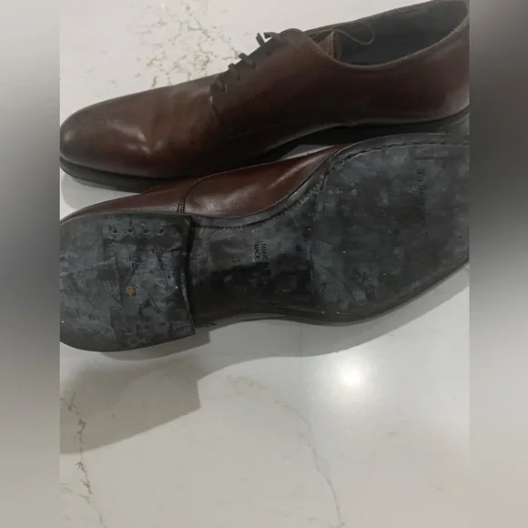 TO BOOT NEW YORK Brown Leather Blakeley Plain Toe Derby Oxfords Shoes Sz 11.5
